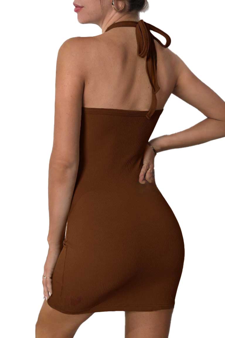 Halter Neck Cut-Out Bodycon Mini Dress - Image 11