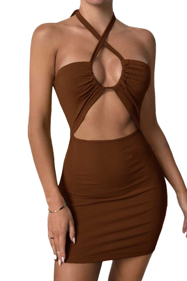 Halter Neck Cut-Out Bodycon Mini Dress - Image 10