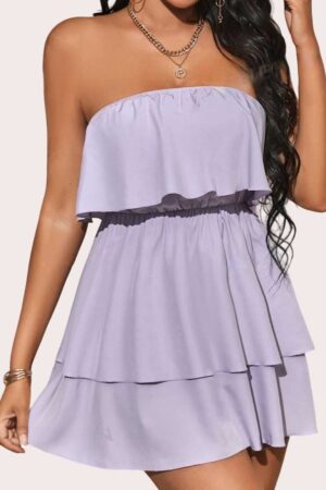Strapless Layered Ruffle Mini Dress