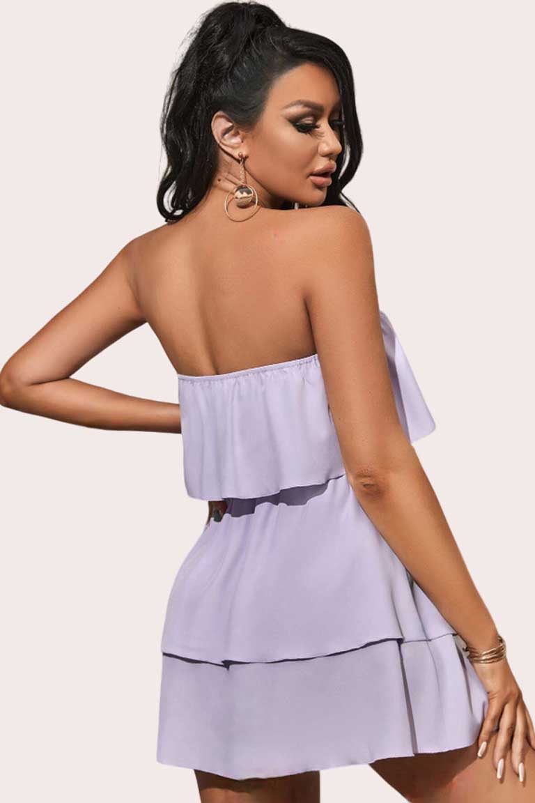 Strapless Layered Ruffle Mini Dress - Image 3