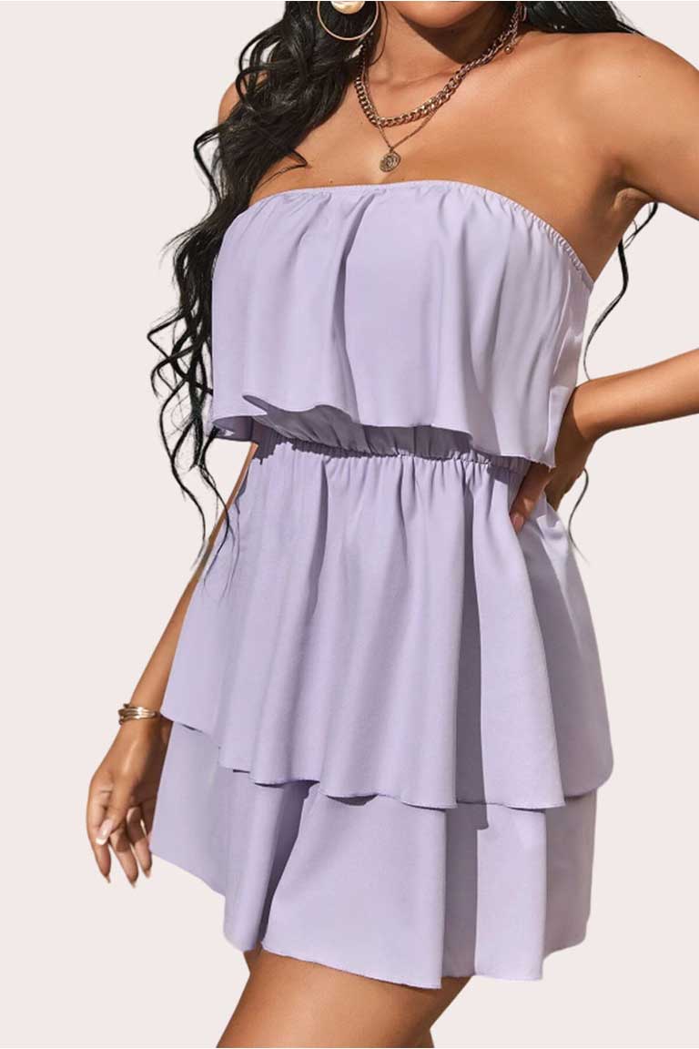 Strapless Layered Ruffle Mini Dress - Image 4