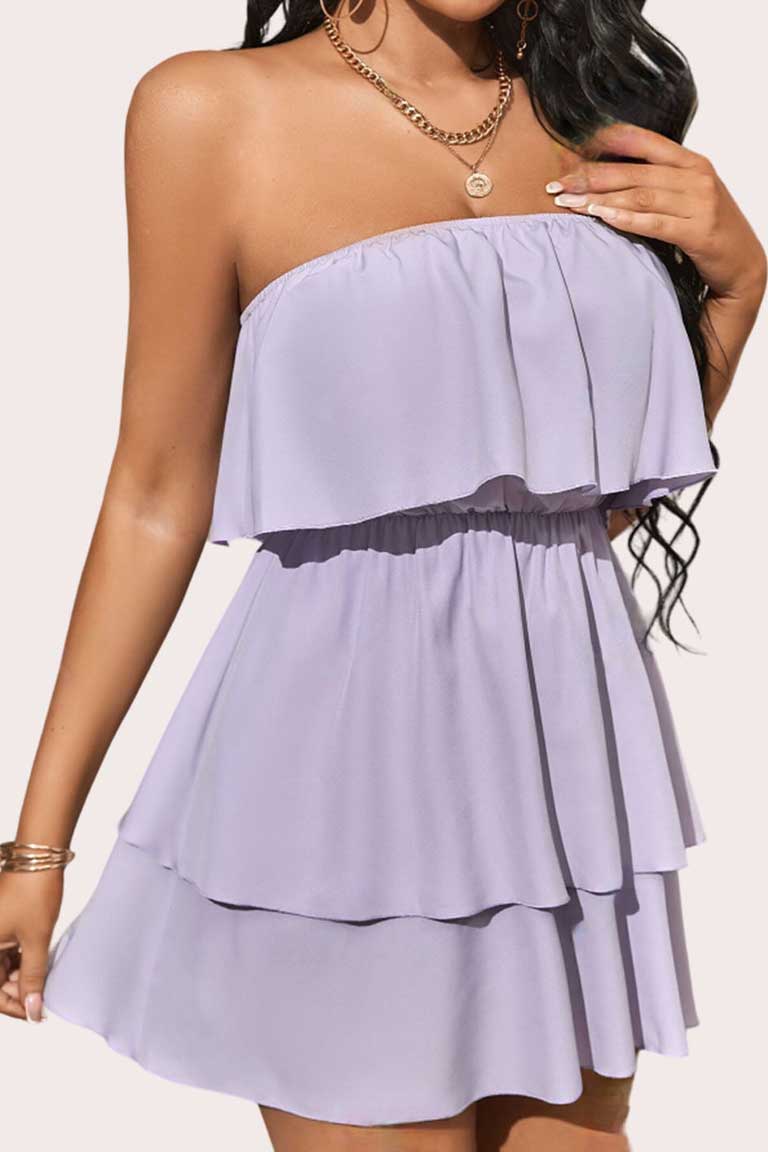 Strapless Layered Ruffle Mini Dress - Image 2