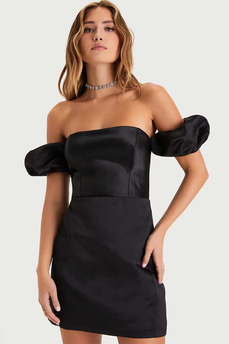 Satin Off-the-Shoulder Mini Dress