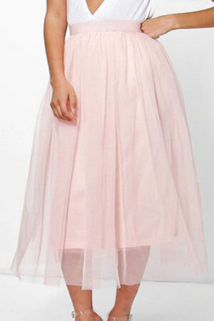 Women's High Waist Tulle Midi Skirt – A-Line Mesh Skirt for Party, Wedding, Casual or Formal Wear