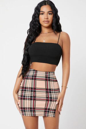Modern Muse Black Crop Top & Plaid Mini Skirt Co-Ord Set