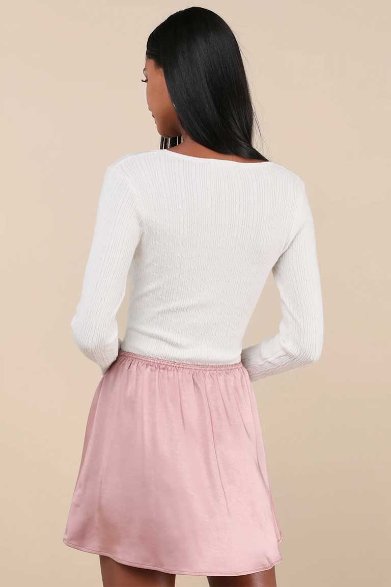 Satin Bow Mini Skirt - Image 2