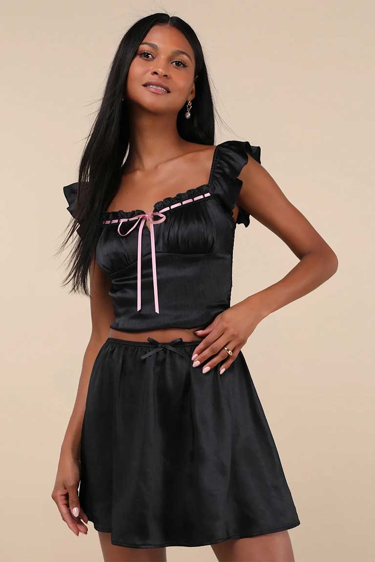 Satin Bow Mini Skirt - Image 9